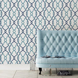 2697-22627 Sausalito Navy Lattice Wallpaper