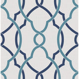 2697-22627 Sausalito Navy Lattice Wallpaper