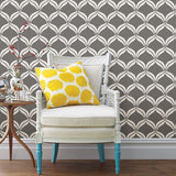 2697-22647 Petals Grey Ogee Wallpaper