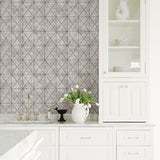 2697-78005 Intersection Silver Geometric Wallpaper