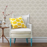 2697-87302 Petals Taupe Beaded Ogee Wallpaper