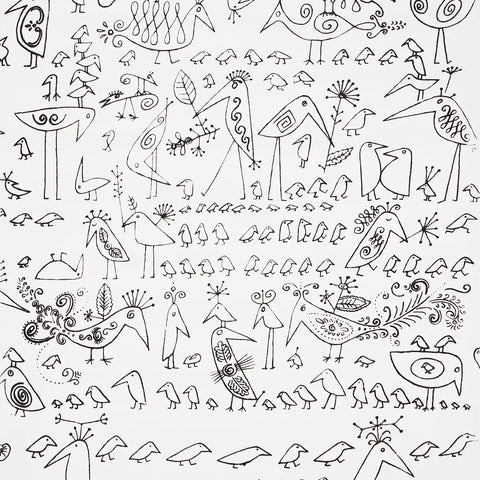 2705510 Aviary Black On White Wallpaper