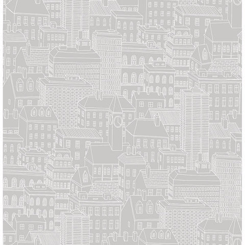 2716-23807 Limelight Grey City Wallpaper