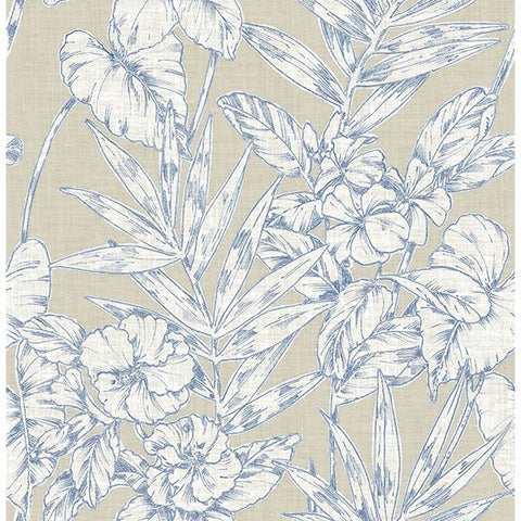 2744-24107 Fiji Navy Floral Wallpaper