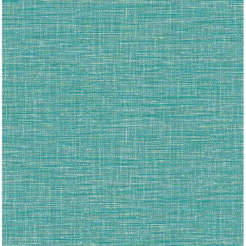 2744-24118 Exhale Teal Faux Grasscloth Wallpaper