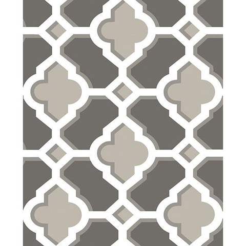 2744-24122 Lido Grey Quatrefoil Wallpaper