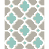 2744-24123 Lido Turquoise Quatrefoil Wallpaper