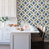 2744-24125 Lido Navy Quatrefoil Wallpaper