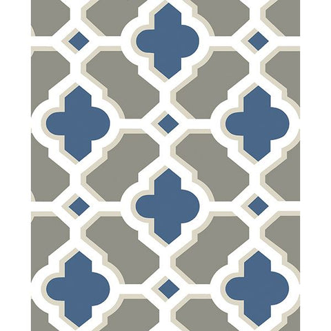 2744-24125 Lido Navy Quatrefoil Wallpaper