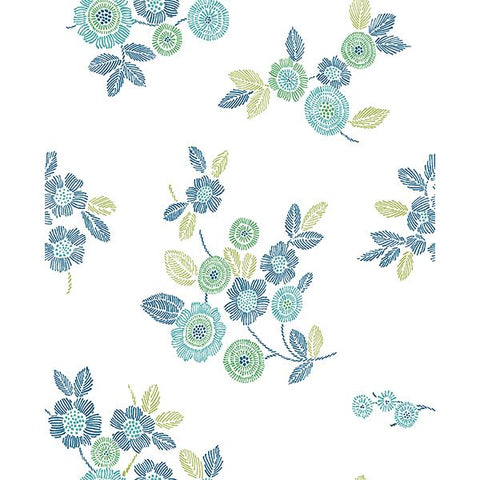 2744-24127 Malaga Green Floral Wallpaper