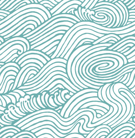 2744-24129 Mare Teal Wave Wallpaper