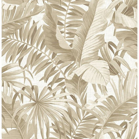 2744-24135 Alfresco Taupe Palm Leaf Wallpaper