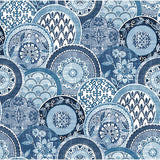 2744-24148 Laguna Blue Plate Wallpaper