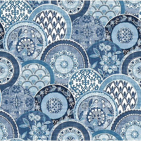 2744-24148 Laguna Blue Plate Wallpaper