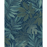 2763-24201 Nocturnum Blue Leaf Wallpaper