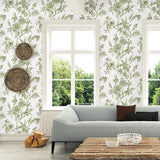 2763-24234 Jessamine Green Floral Trail Wallpaper