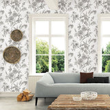 2763-24237 Jessamine Grey Floral Trail Wallpaper