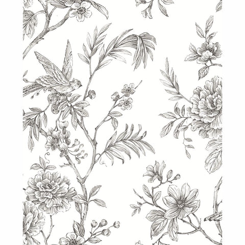 2763-24237 Jessamine Grey Floral Trail Wallpaper