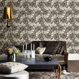 2763-24239 Fanciful Brown Floral Wallpaper
