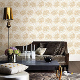 2763-24241 Fanciful Gold Floral Wallpaper