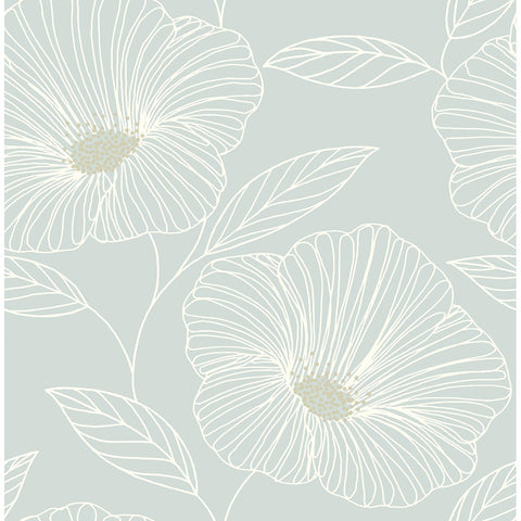2764-24321 Mythic Seafoam Floral Wallpaper
