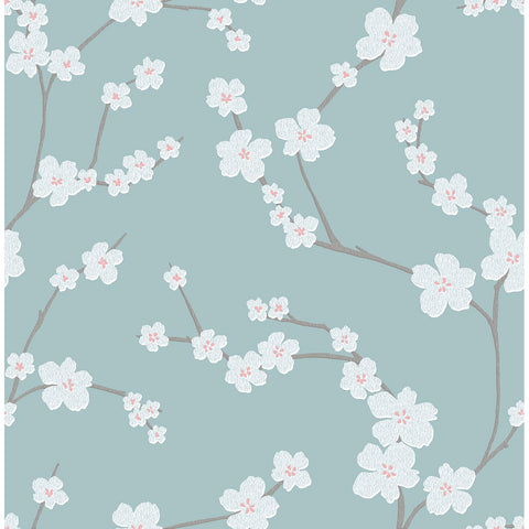 2764-24324 Sakura Turquoise Floral Wallpaper