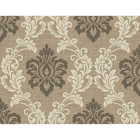 2765-BW40101 Adela Light Brown Twill Damask Wallpaper