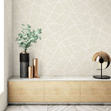  2765-BW40300 Heath Cream Geometric Linen Wallpaper