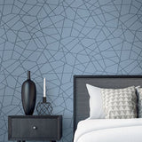 2765-BW40302 Heath Blue Geometric Linen Wallpaper