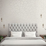 2765-BW40308 Heath Silver Geometric Linen Wallpaper