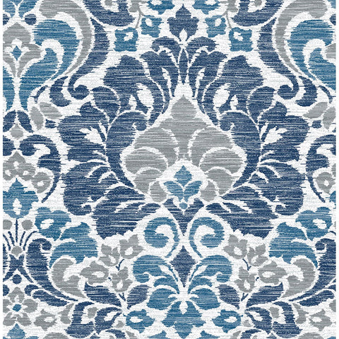  2793-24731 Garden of Eden Blue Damask Wallpaper