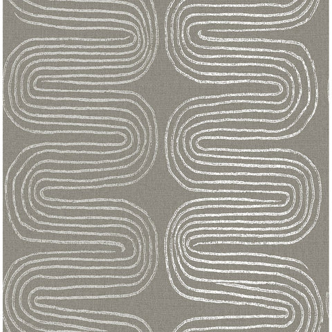  2793-24740 Zephyr Brown Abstract Stripe Wallpaper