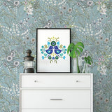 2821-12904 Full Bloom Blue Floral Wallpaper