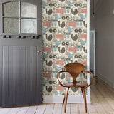 2821-25117 Hennika Coral Patchwork Wallpaper