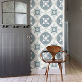 2821-25132 Ellis Teal Geometric Wallpaper