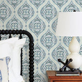 2821-25146 Adele Aqua Damask Wallpaper
