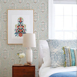 2821-25150 Adele Teal Damask Wallpaper