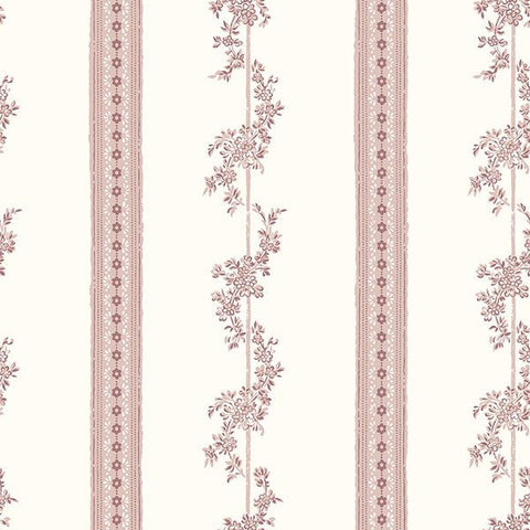 2827-4510 Drottningholm Rose Floral Stripe Wallpaper