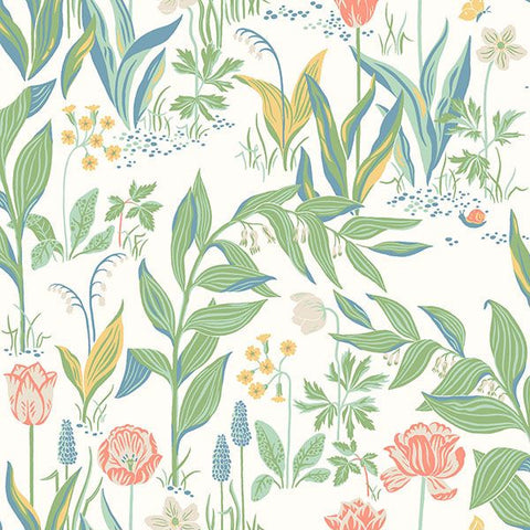 2827-7218 Spring Garden Off-White Botanical Wallpaper