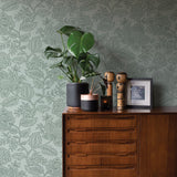 2861-25737 Larkin Green Floral Wallpaper