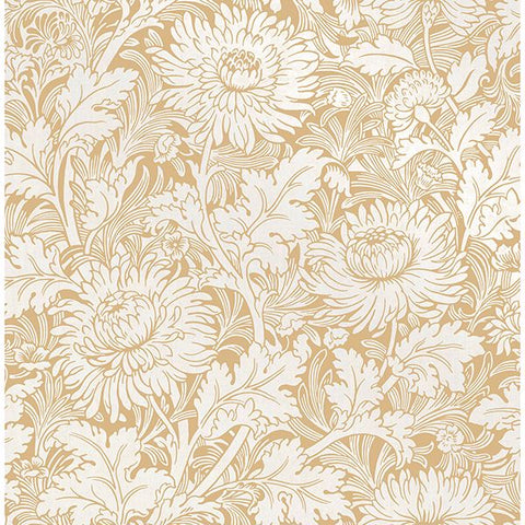 2900-24920 Zinnia Mustard Floral Wallpaper