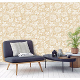  2900-42528 Zinnia Mustard Floral Wallpaper
