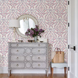 2901-25400 Featherton Coral Floral Damask Wallpaper