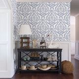 2901-25403 Featherton Blue Floral Damask Wallpaper