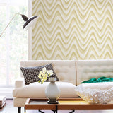 2901-25409 Bargello Yellow Faux Grasscloth Wave Wallpaper