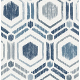 2901-25433 Borneo Blue Geometric Grasscloth Wallpaper