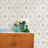 2901-25434 Borneo Light Grey Geometric Grasscloth Wallpaper