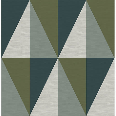 2902-25537 Aspect Green Geometric Faux Grasscloth Wallpaper