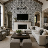 2902-87331 Flocking gray off white Flocked geo maze flock velvet Geometric lines Wallpaper