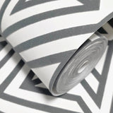 2902-87331 Flocking gray off white Flocked geo maze flock velvet Geometric lines Wallpaper